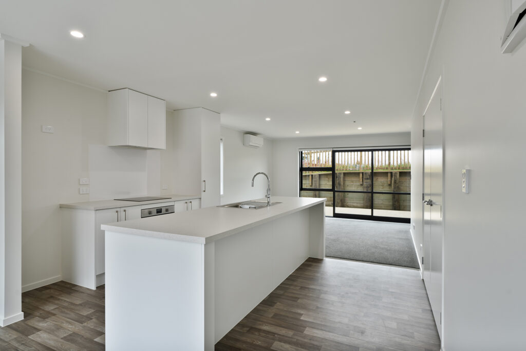 Transbuild 3B_Living_LR01 Kitchen and dining areas in a transportable home