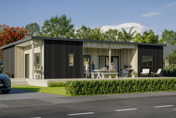 Exterior view of a two bedroom home ideal for duplex house builders looking for flexible designs from the transbuild commercial developer series