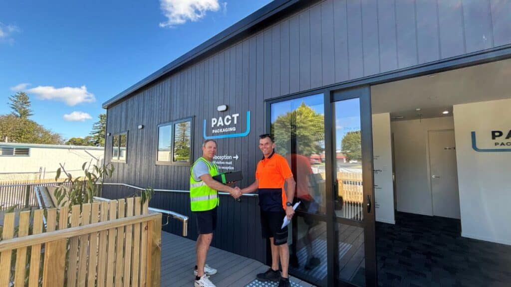 transbuild-commercial-office-commercial-auckland-pact-group-client-handover Transbuild Commercial Case Studies - showing hand over of offsite project for Pact Packaging
