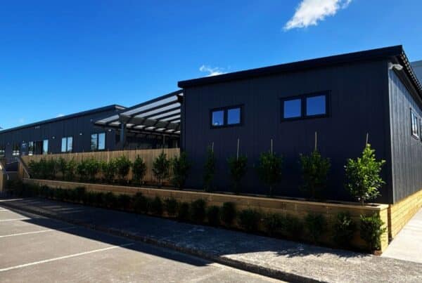 Exterior image of commercial office transportable building by Transbuild for client Pact group