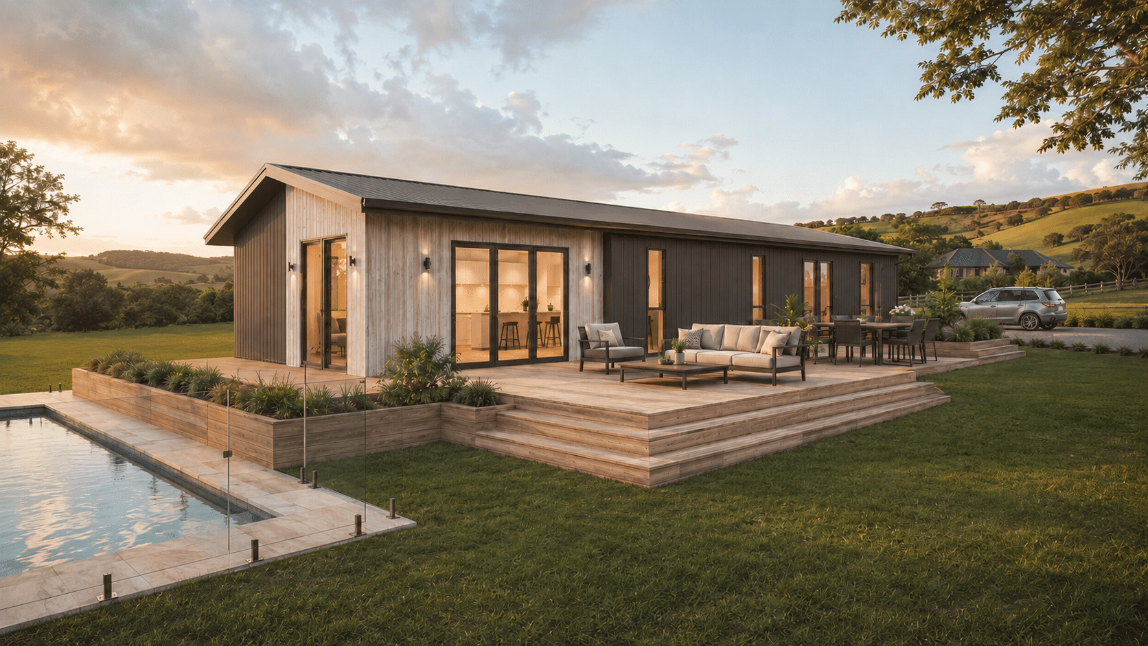Huxley 120 - 127 Plus Exterior Render 3 bedroom prefab home
