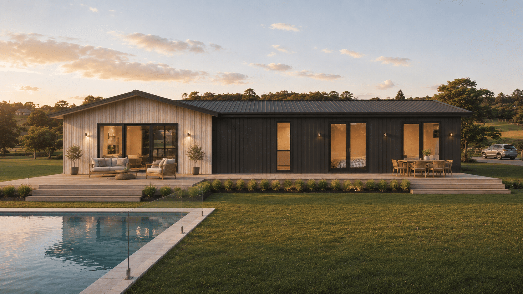 Huxley 120 Dual Gable Exterior architectural prefab home nz