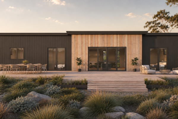 Kawerau 119 Exterior Dual Gable - Mono coastal theme prefab home nz
