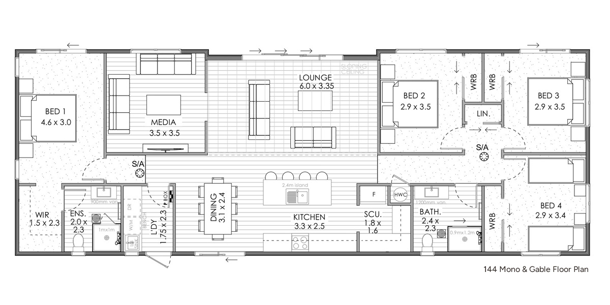 Arrowsmith-Floor-Plan-144 Mono & Gable Floor Plan