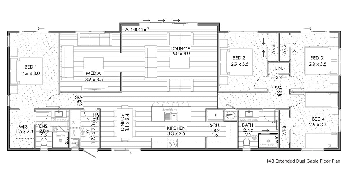 Arrowsmith-Floor-Plan-148 Extended Dual Gable Floor Plan