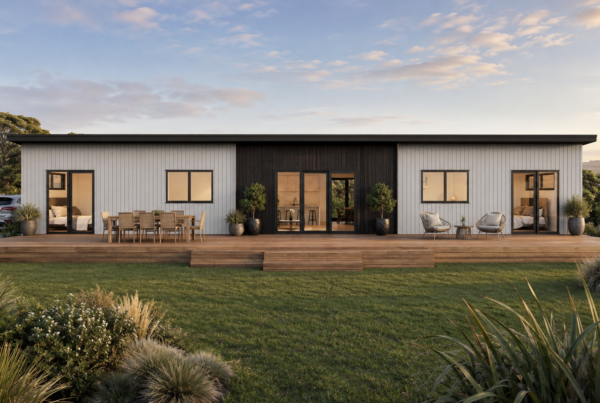 Burns 133 Mono Exterior prefab coastal home nz architectural design nz