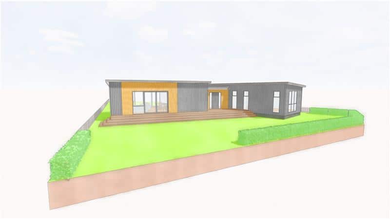 Render Sketch of two modular buildings the Kaimai 152 by Transbuild
