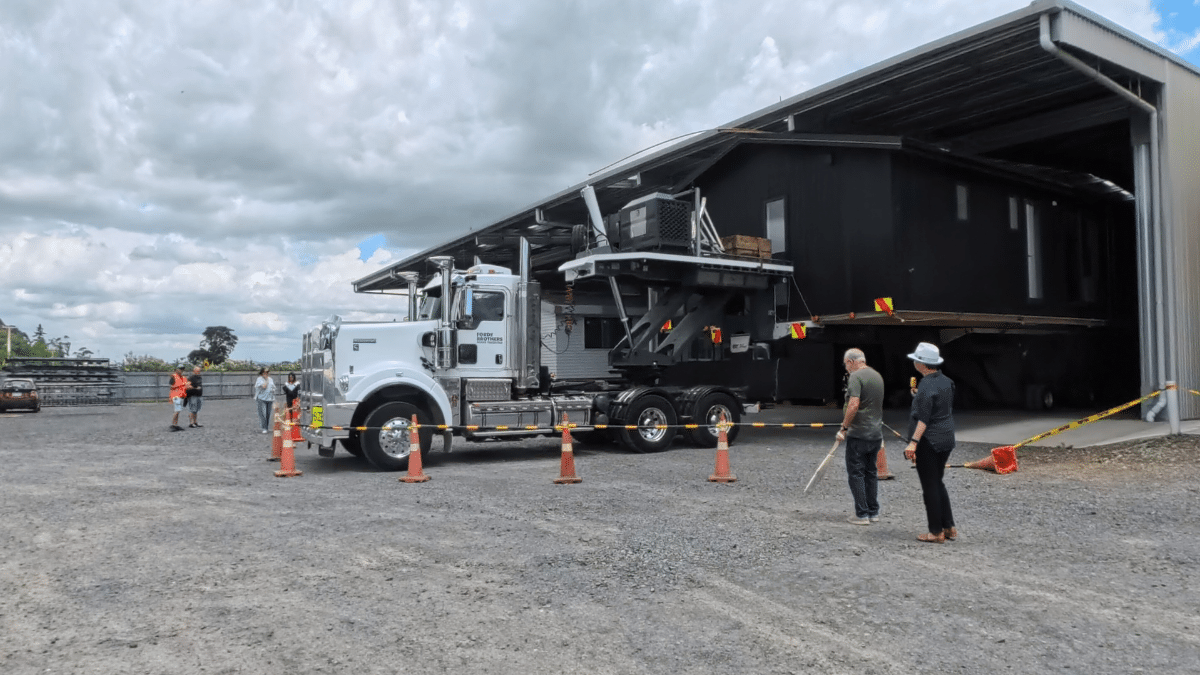 Transbuild Factory with Trucks Ready to Deliver Transportable Homes