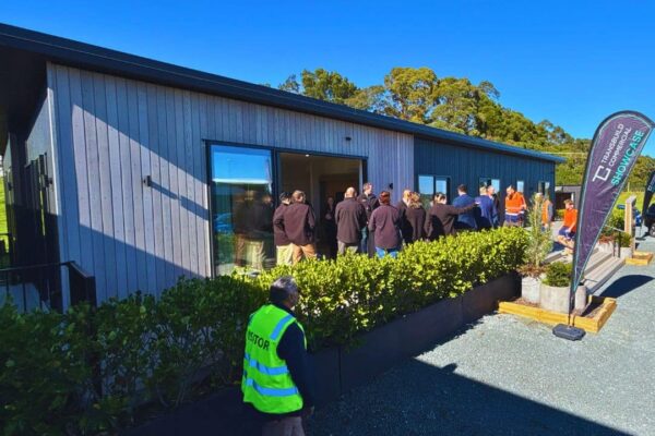 PM Christopher Luxon Visits Transbuild prefab offsite builder nz (11) The team at Transbuild NZ gather to celebrate a visit from the Prime Minister of New Zealand