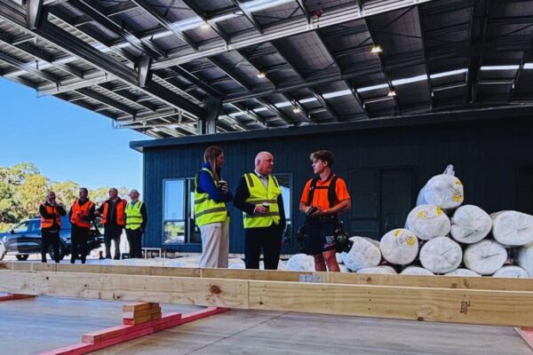 PM Christopher Luxon Visits Transbuild prefab offsite builder nz (5) Talking to our tradies at our offsite yard factory the PM visits Transbuild